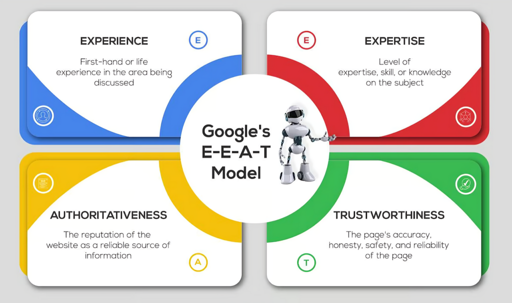 image describing about EEAT with heading and definition