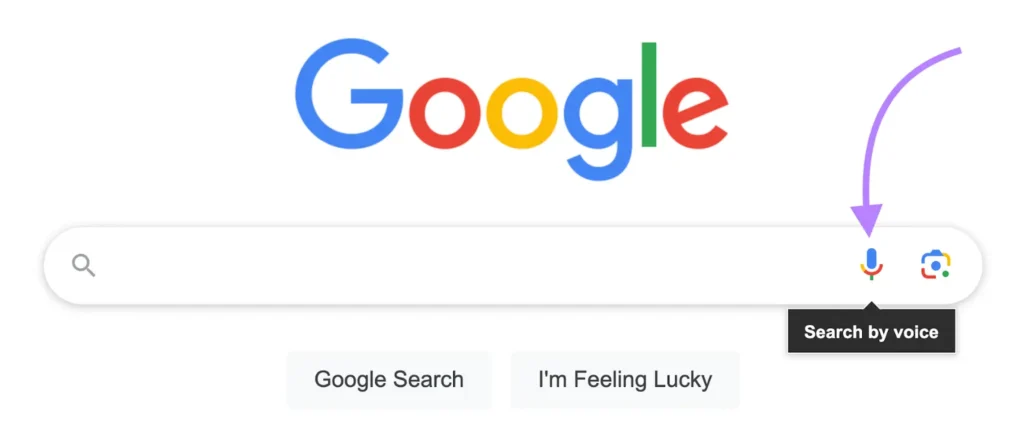 image showing google voice search in Google's homepage