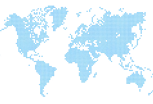 Dotted blue world map representing Zumeirah's global SEO standards and regional Dubai market authority.